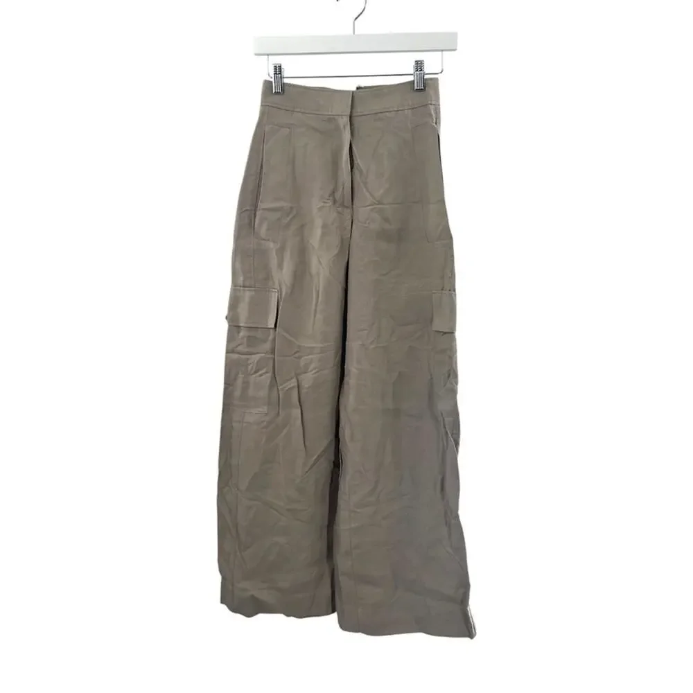 NWT COS Wide Leg Linen Blend Cargo Trousers Sz 2